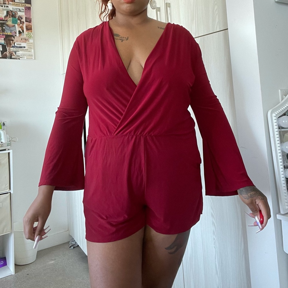 Red Silk Romper